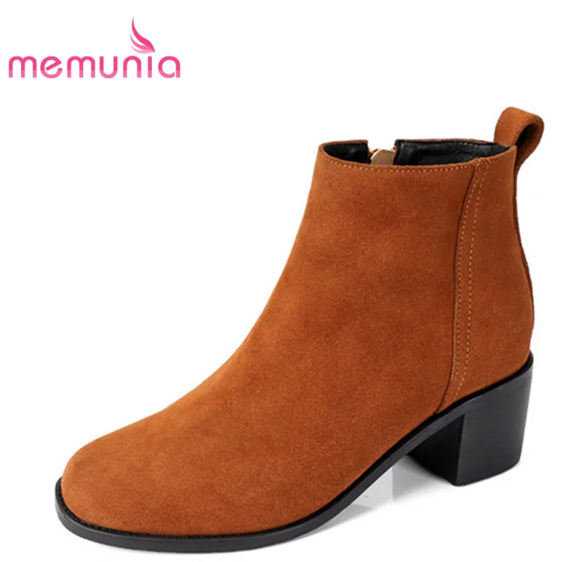 

MEMUNIA large size 33-43 women boots elegant square toe high heels boots simple zipper winter boots 2020 new ankle boots
