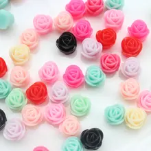 300 шт пластиковые розы бутон Кабошоны разных сортов цветов 8 мм Цветы из каучука, головастой формы decoden смесь цветной смолы цветок маленький бутоны D25