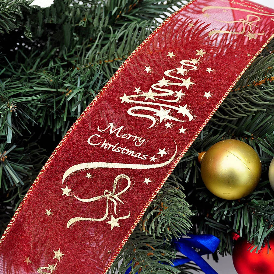 10 м* 6,3 см органза Рождественская лента звезда печать красная Рождественская елка украшения ленты для ремесел