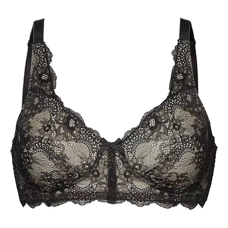 

36 38 40 42 44 46 B C D Women Wireless Unlined Wire Free Lace Seamless Ultra Thin Non Padded Full Coverage Bra