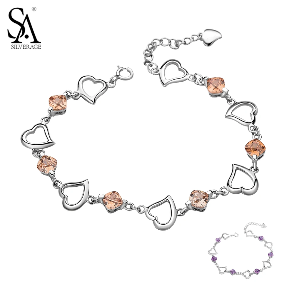 

Luxury 925 Sterling Silver Bracelets Heart Charm Bracelet High Quality Men Women Fine Bracelet Women Jewelry Christmas Gifts