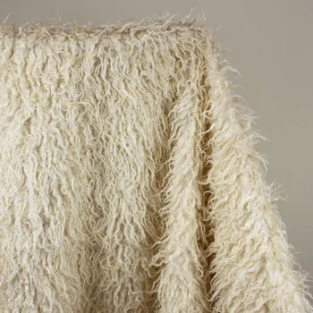 

Ivory Mongolian Curly Sheep Faux Fur Fabric Faux Vest Fur Coat Baby Photography Props Sold By The Yard Free Shipping