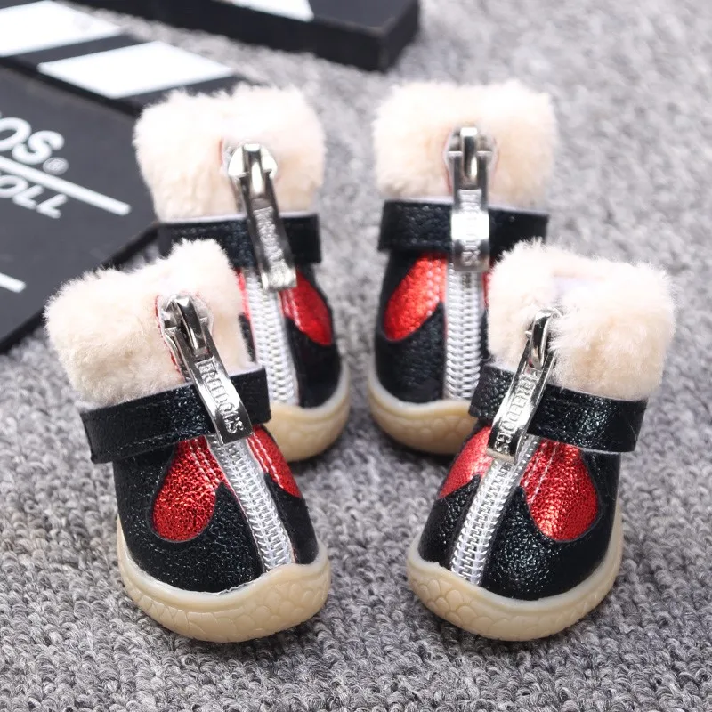 Love Bling Winter Shoes For Dogs Lot Anti-slip Cute Waterproof Black Warm Boots For Puppy Animal Clothing & shoes Size Products