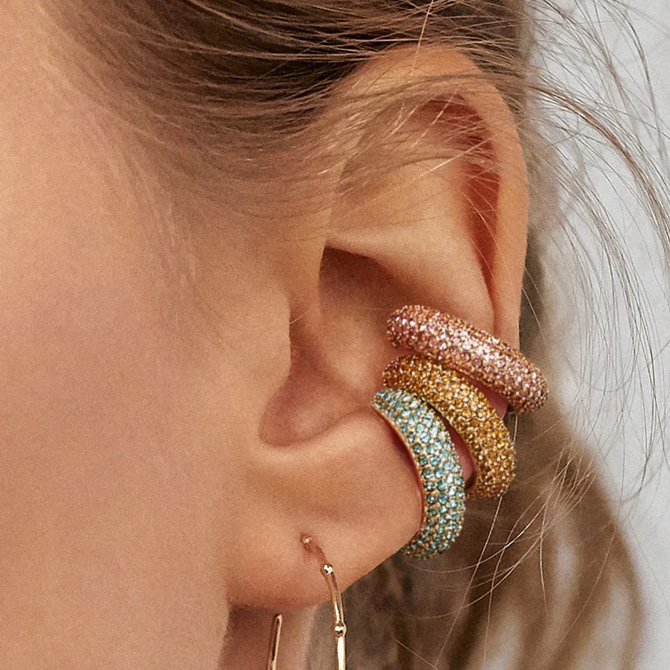 

Artilady Crystal Hoop Earrings for Women Elegant CZ Ear Cuff Hoops Jewelry Idear Gift for Friends