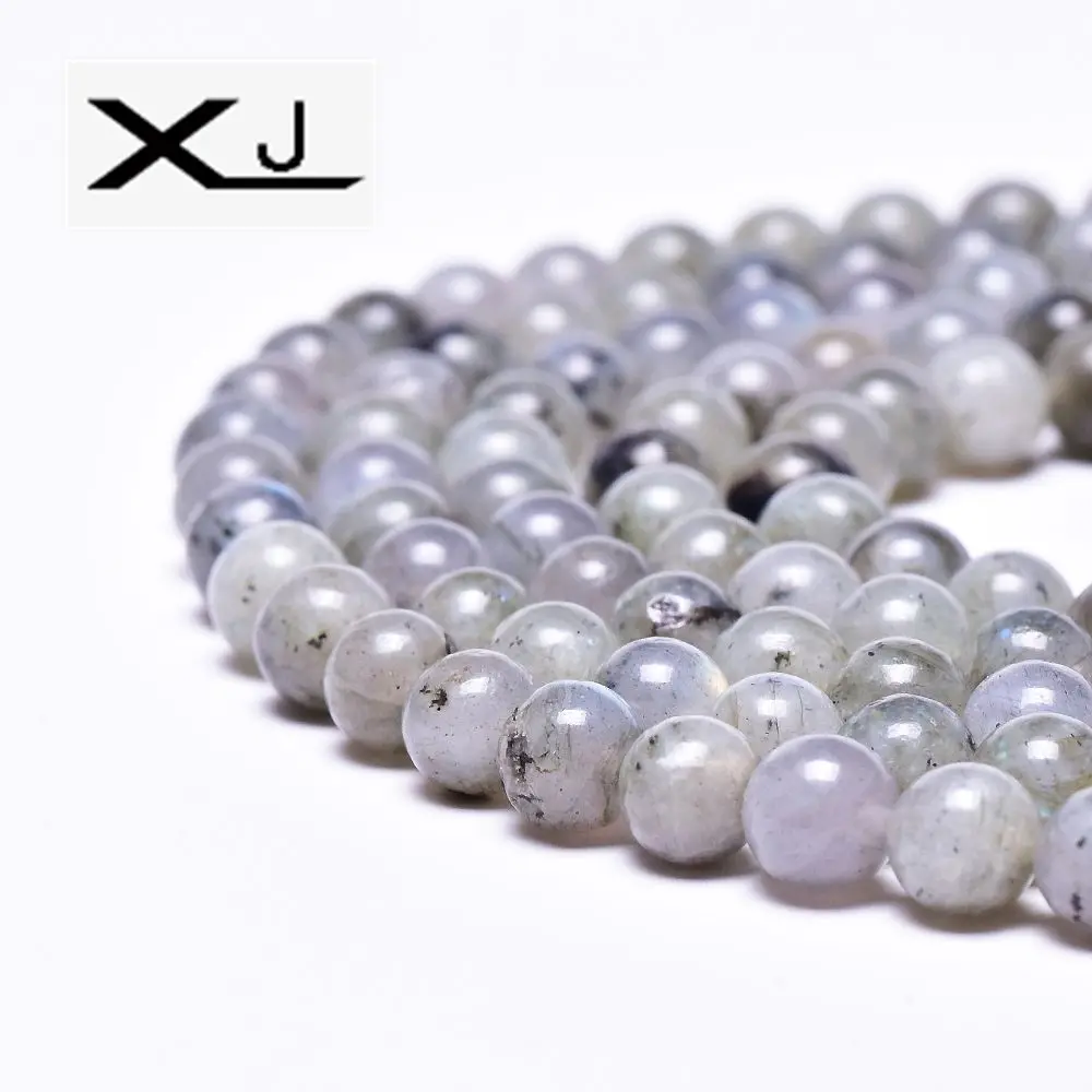 

XIN JIAO wholesale Natural Grey Stone Beads 6mm 8mm 10mm For Jewelry Making DIY Bracelet Necklace