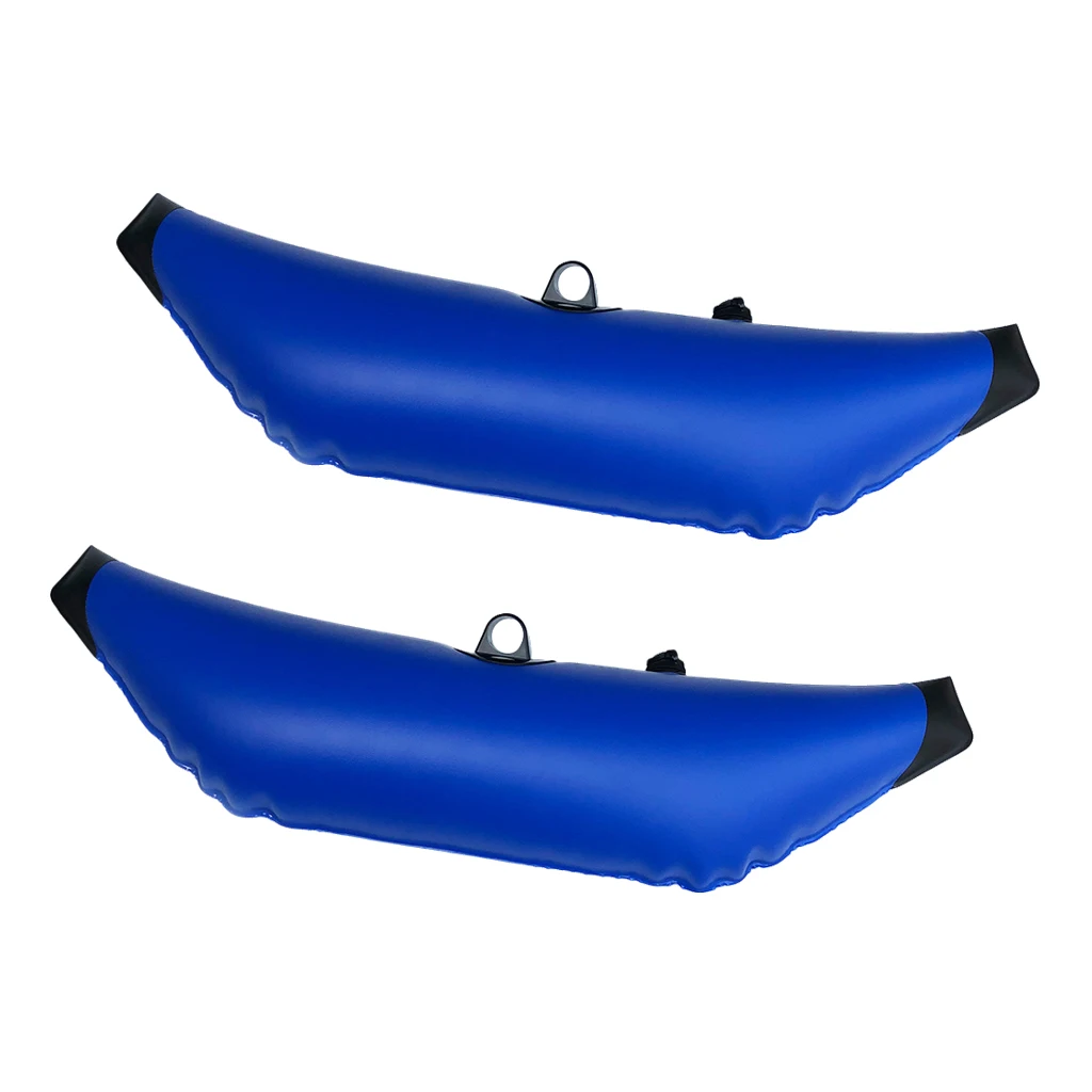 2 Pieces Heavy Duty Durable Blue PVC Kayak Canoe Fishing Standing Inflatable Outrigger Stabilizer Float Gear Accessories 90x28cm