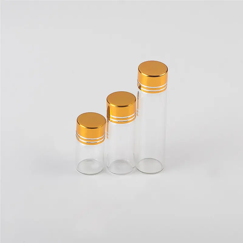 2ml 4ml 6ml Mini Glass Bottles Crafts Cute Bottles Aluminum Cover Empty Wishing Gift Bottles Jars Decorate 100pcs - 