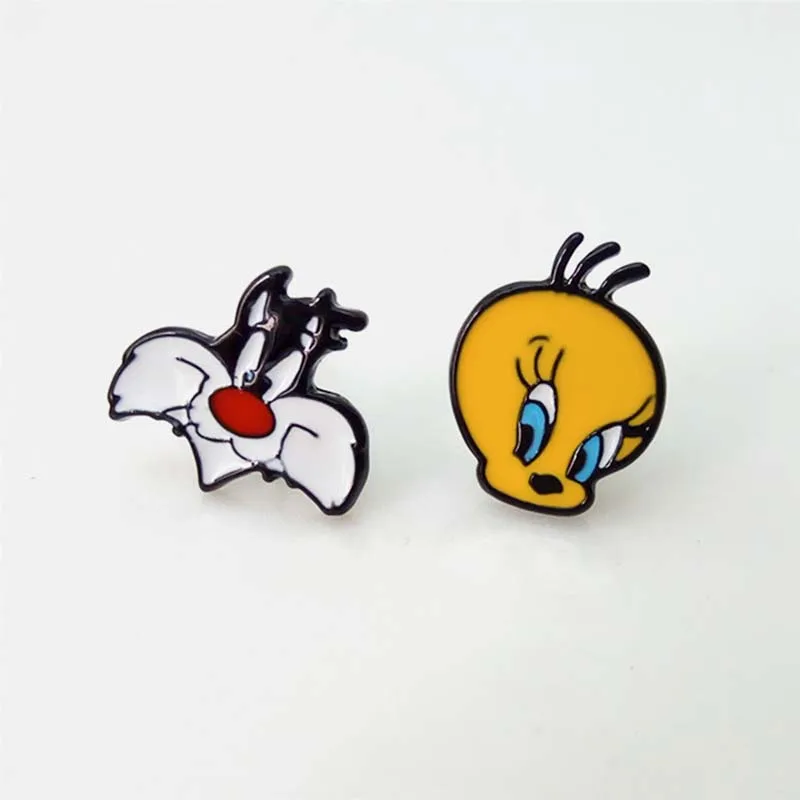 F121 Симпатичные Looney Tunes мультфильм Экспрессия женские серьги-гвоздики подарок модные ювелирные аксессуары