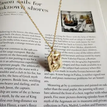 

925 Sterling Silver Abstract Portrait Necklace Gold Square Chinese Words Pendant Necklace For Women Charms Silver-Jewelry Gift