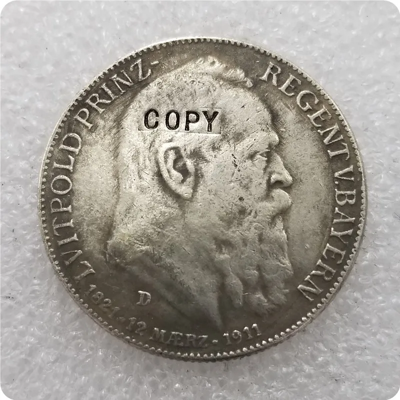 

1911 Bavaria Germany Large Silver 5 Mark Silver COPY commemorative coins-replica coins medal coins collectibles