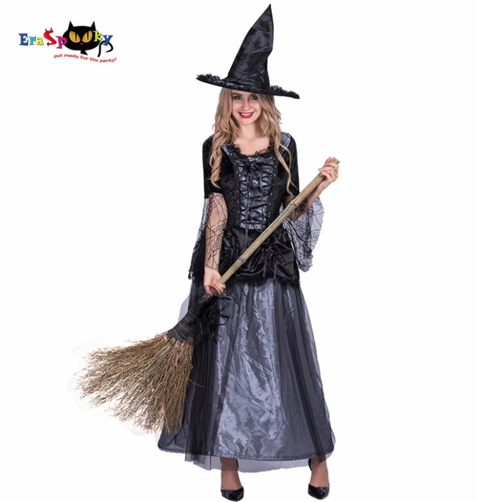 Womens Ladies Spider Witch Fancy Dress Costume Halloween Outfit Adult 