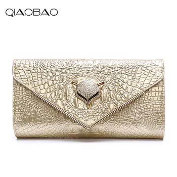 

QIAOBAO Sweet Girl 100% Genuine Leather Messenger Bags Ladies Shoulder Bag Cute Leather Clutch Crocodile Pattern Women Bag
