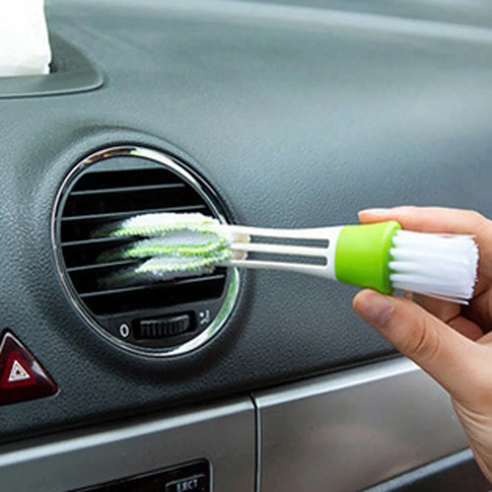 Зеленая портативная двухсторонняя Автомобильная кисточка для чистки зазоров для кондиционера щётка для чистки зазоров щётка для чистки клавиатуры