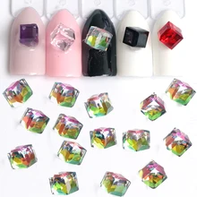 10 шт. очарование ногтей с украшением в виде кристаллов Стразы 3D драгоценный камень ювелирные украшения Радуга куб квадратный гель декоративный камень для ногтей Аксессуары для маникюра BE666