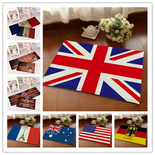 

Free Shipping American Flag Carpet US British Flag Floot Mats Canada Germany Australia France Fleece Kitchen Bedroom Area Rugs