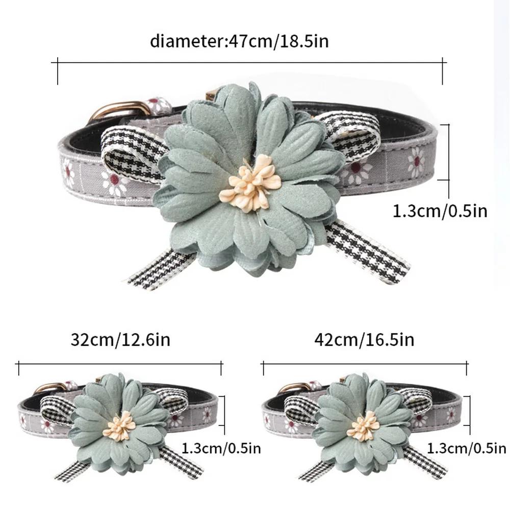 Регулируемый ошейник для питомца собаки с милым цветком и бантом, ошейник для маленьких и средних собак