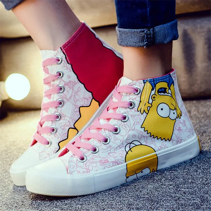 Hot Sale 2017 Cartoon Anime Despicable Me Minions Shoes Figure Adult Hand Painted Canvas Shoes Women