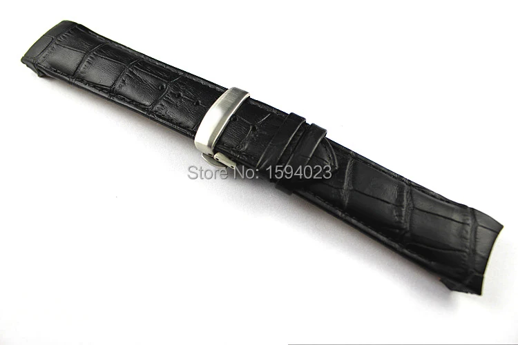 24 мм(Пряжка 22 мм) T035627 T035614A высокое качество Серебряная Бабочка Пряжка+ черный натуральная кожа ремешок для часов Ремни для мужчин T035