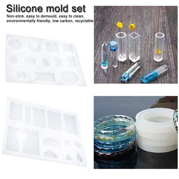 

1 Set Silicone Mold Epoxy Resin Crafts DIY Jewelry Making Tools With Shiny Powder Spoon Mix Stick Clasp Pendant Necklace