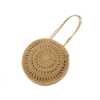 

Round Handmade Women'S Handbag Bohemia Circular Straw Bag Casual Female Shoulder Bags Summer Hollow Out Beach Bag