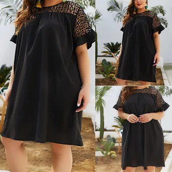 

Maternity dresses Maternity dresses Womens Plus Size Solid Color Lace Hollow Ladies Summer Short sleeve dress Summer wear 2019
