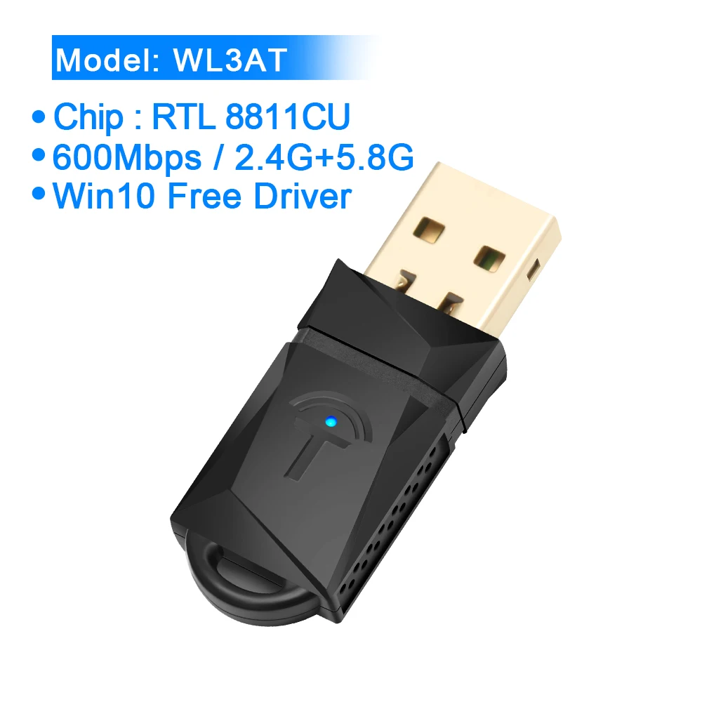 Rocketek 150/300/600 Мбит/с беспроводной USB WiFi адаптер MT7601/RTL8188CU Wi-Fi приемник ключ 2,4G 5 ГГц для ПК Windows/MAC OS/Linux - Цвет: WL3AT