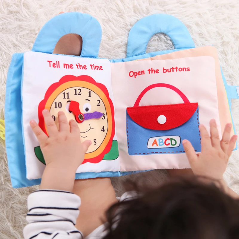 

Infant Cloth Book Cartoon Pattern Baby Soft Activity Crinkle Cloth Books Educational Learning Toys