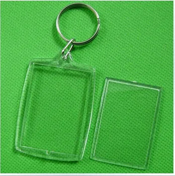 

170 pcs/lot Blank Acrylic Keychains Insert Photo plastic Keyrings Square Key Rectangle heart circular size 4 * 5.5cm