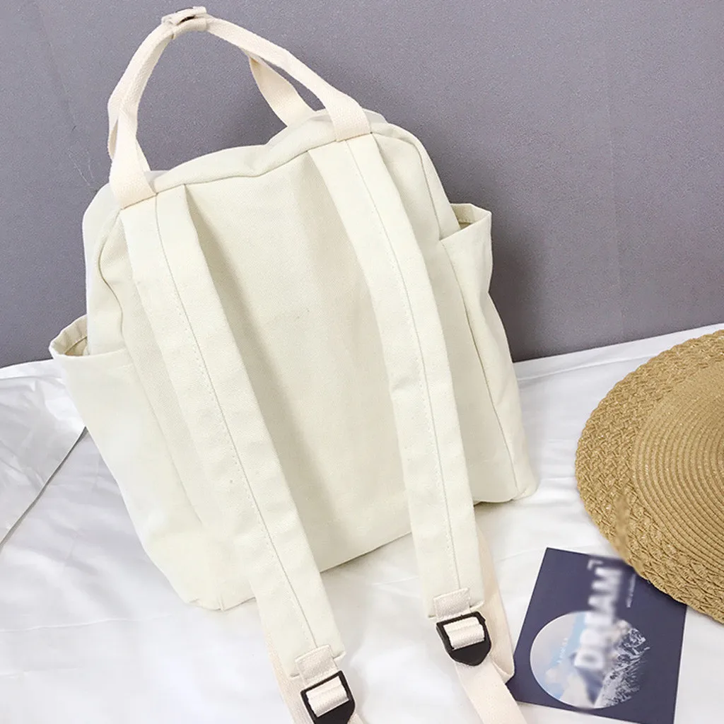 Новинка, модный холщовый женский рюкзак, Одноцветный, простой, для путешествий, женская сумка через плечо, Harajuku, женский рюкзак, Mochila Bagpack