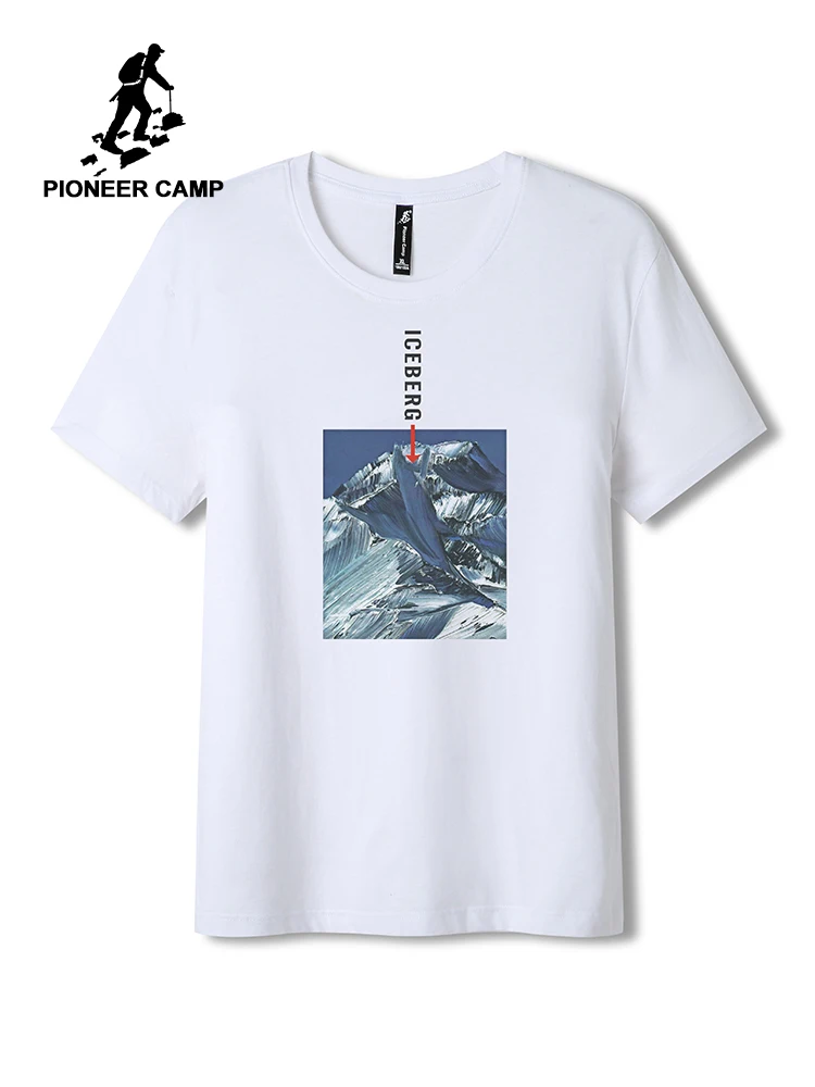 

Pioneer Camp Iceberg Printed t-shirt Men Summer Cotton Short Sleeve t shirt Men Casual Stricker Tshirt for Male ADT906324