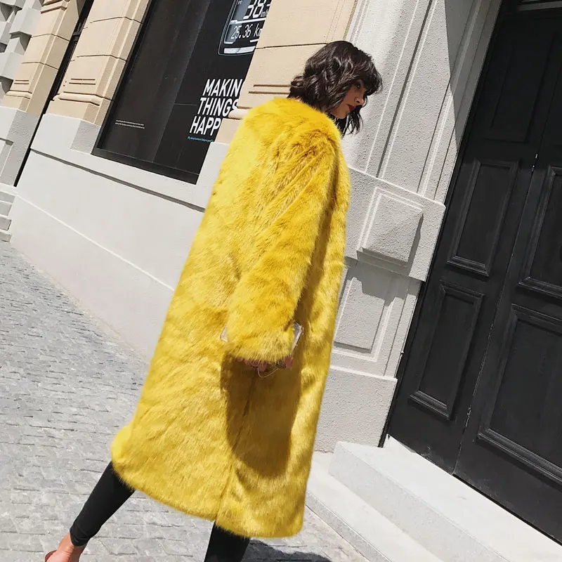 Женское пальто из искусственного лисьего меха с длинным рукавом|for coat|fur coatfur coat