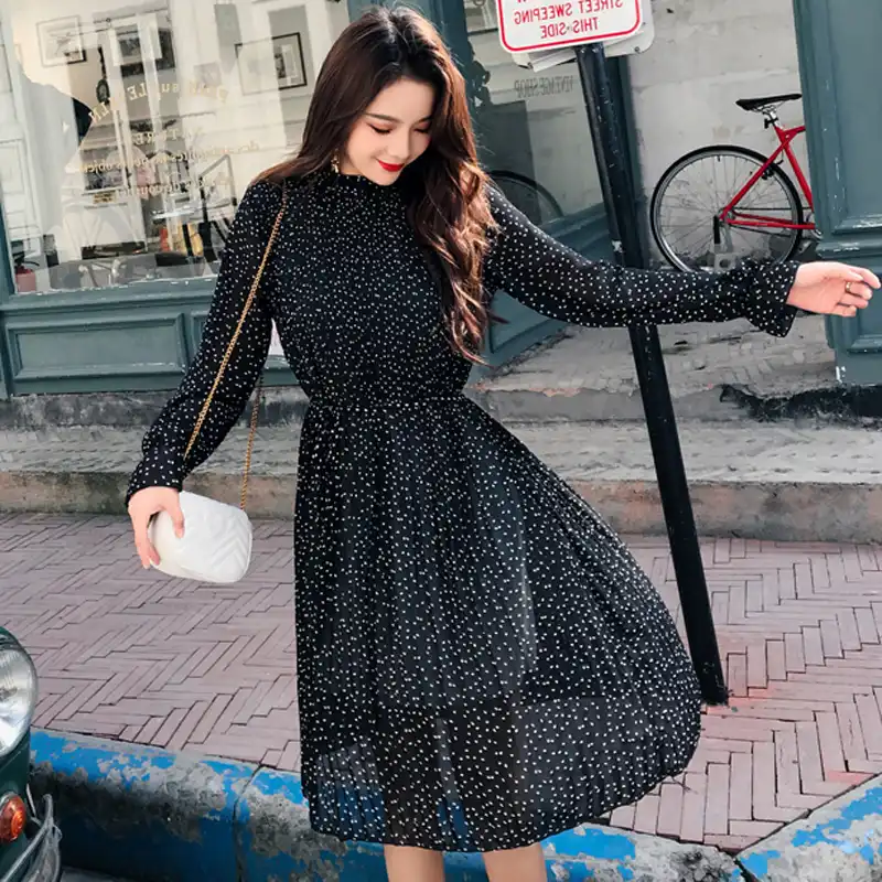 polka dot pleated dress