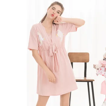 

Summer 2019 New 100%Cotton Short-sleeved Maternity Dress Lactation Dress Maternity Gown Vestidos De Maternidad Pregnancy Dress