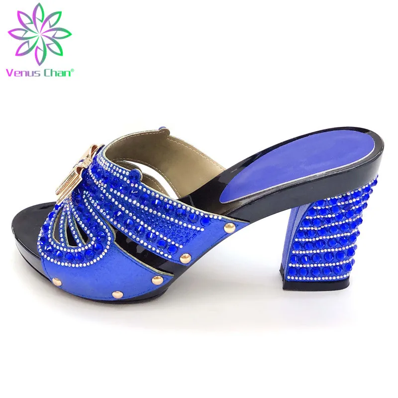 

Blue Color Italian shoes African shoes without bag set Fashion Design Strange Pumps 10cm Comfortable Women Shoes For Parties