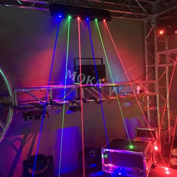 Goedkoop 1 Stks partij Led Rgb 3IN1 Beam Moving Head Laserlicht Dmx Laser Array Light Projector Voor Stage Club Party disco Bar