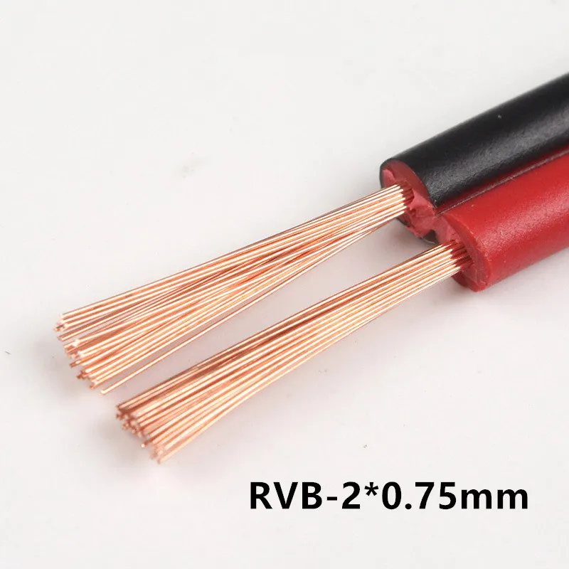 

RVB-2*0.75mm Square Copper Red with Black color cable parallel to the outer wire LED Speaker Cable Electronic Monitor power Cord