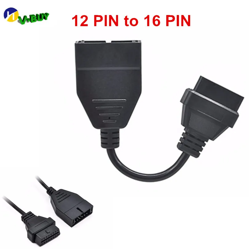 Best 10pcs lot New OBD 2 Cbale For Gnn 12 To 16 Pin OBD 2 Connector Adapter Auto Diagnostic Tool Cable Connector Adapter Car Cable