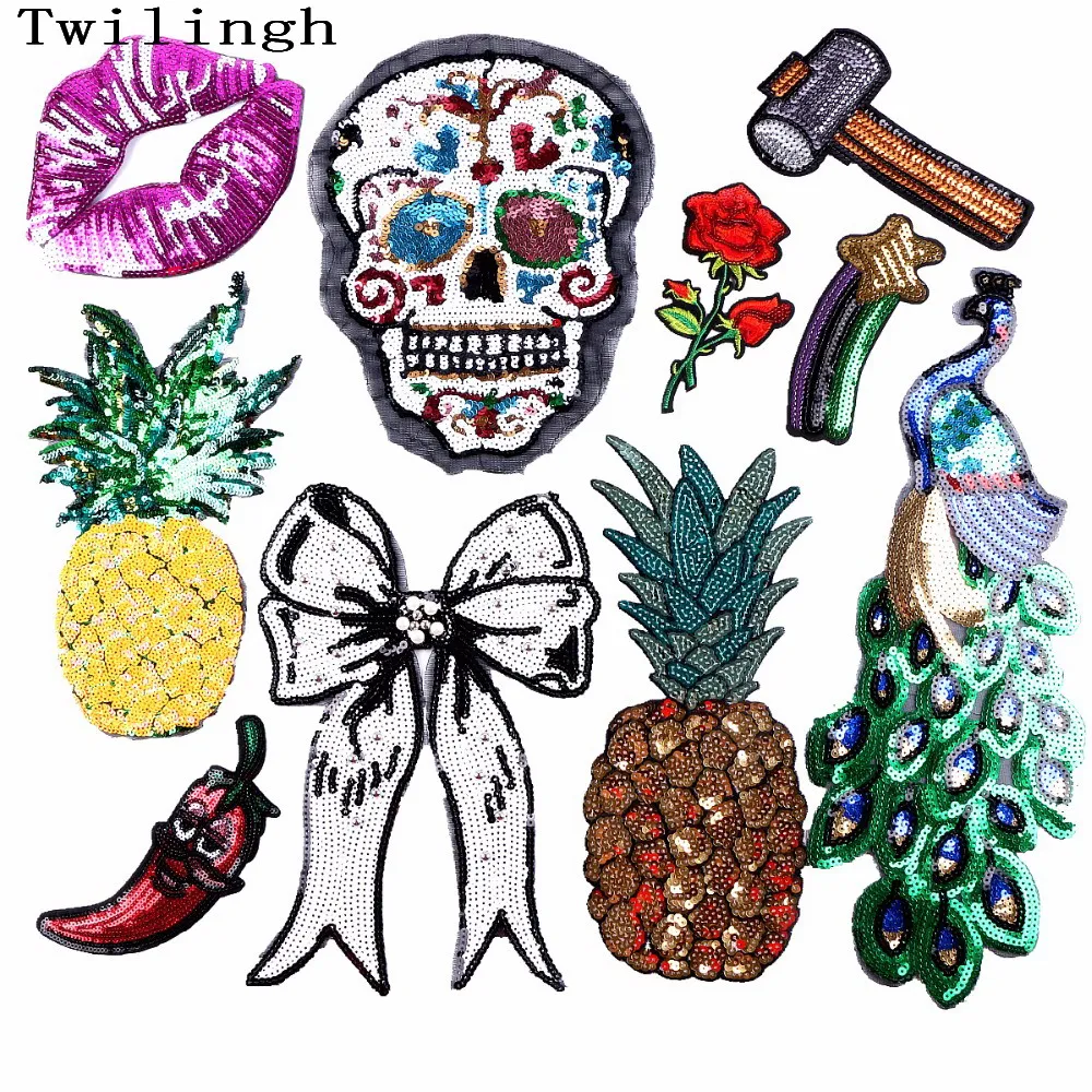

1 Pcs Clothes Patches Iron On Sequined Patch Bow Flower Love Star Applique DIY Sewing Fabric Repair Clothing Patches Stickers