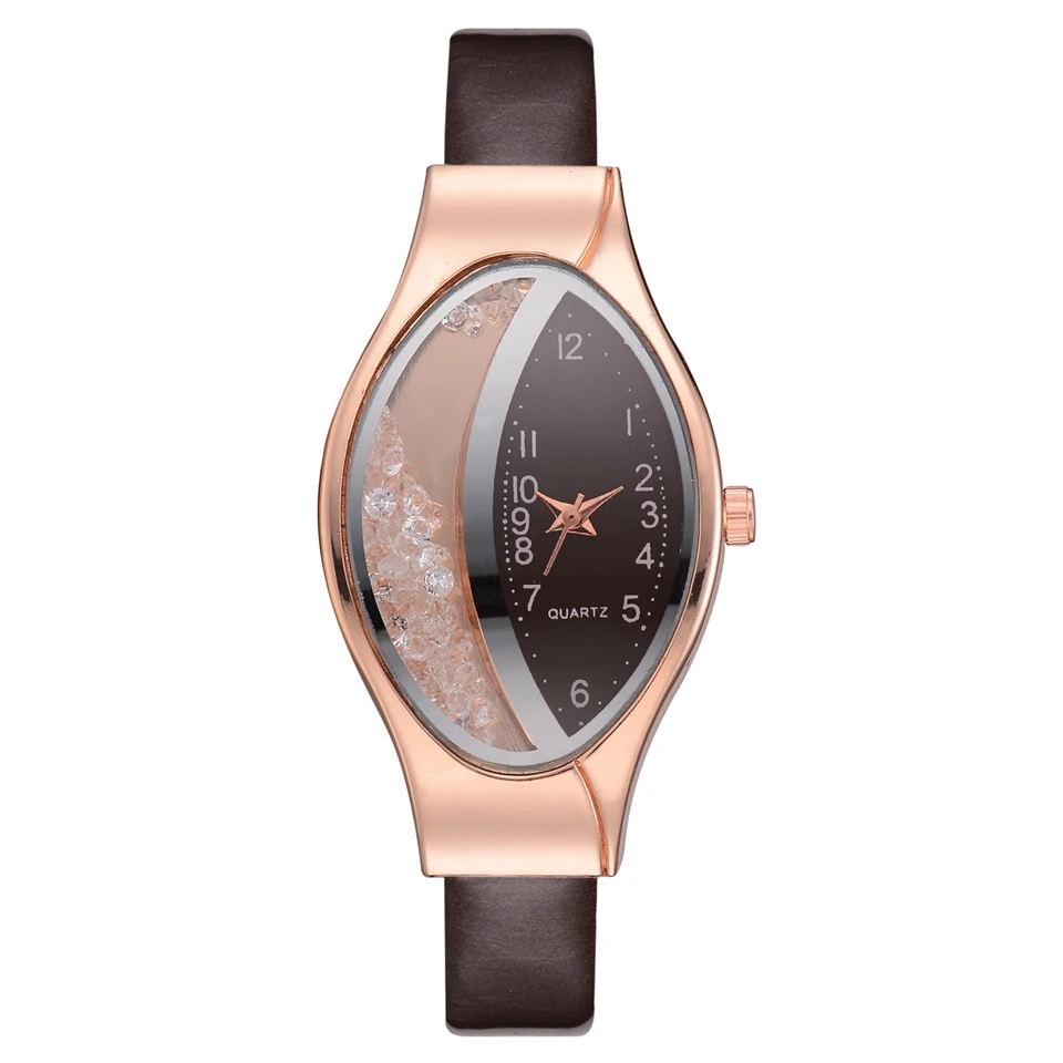 Semilunar поток песка эллипса женщина тонкий ремешок наручные часы с маленьким циферблатом люксовый бренд браслет наручные часы Женское платье часы - Цвет: Коричневый