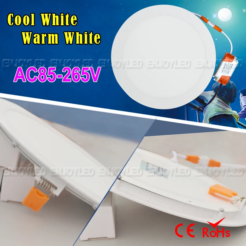 

AC 85V-265V Ultra thin Design Round Flat Panel Light 3W 4W 6W 9W 12W 15W 18W LED Ceiling Recessed Grid Downlight With Driver