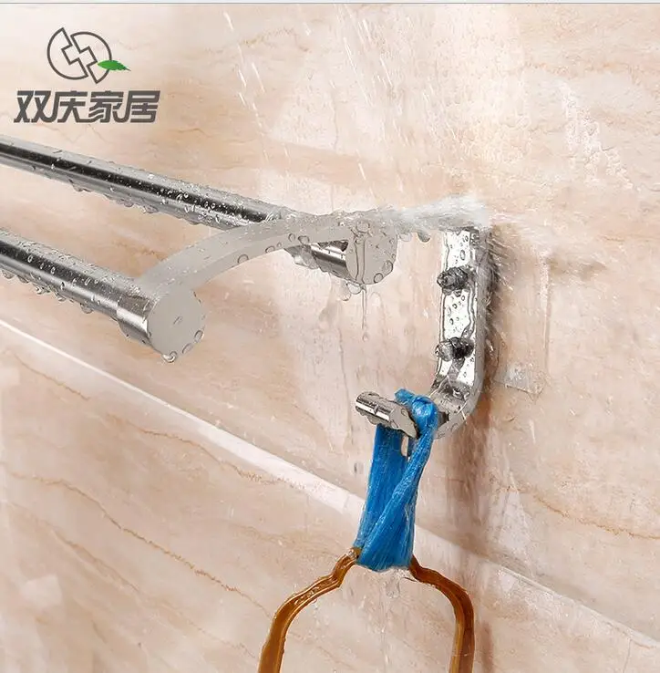 السحر ملصقا ماكس تحميل لا مسمار الألومنيوم منشفة اثنين بار المطبخ منشفة استحمام حامل الحمام شماعة للمنشفة مع هوك تخزين الرف