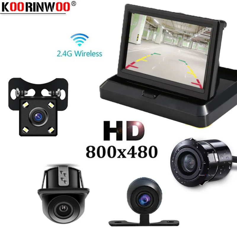 

Koorinwoo Automobiles Wireless Car Folding Monitor Rearview Screen With Auto rear view camera Parking Camera Reverse Video Safty