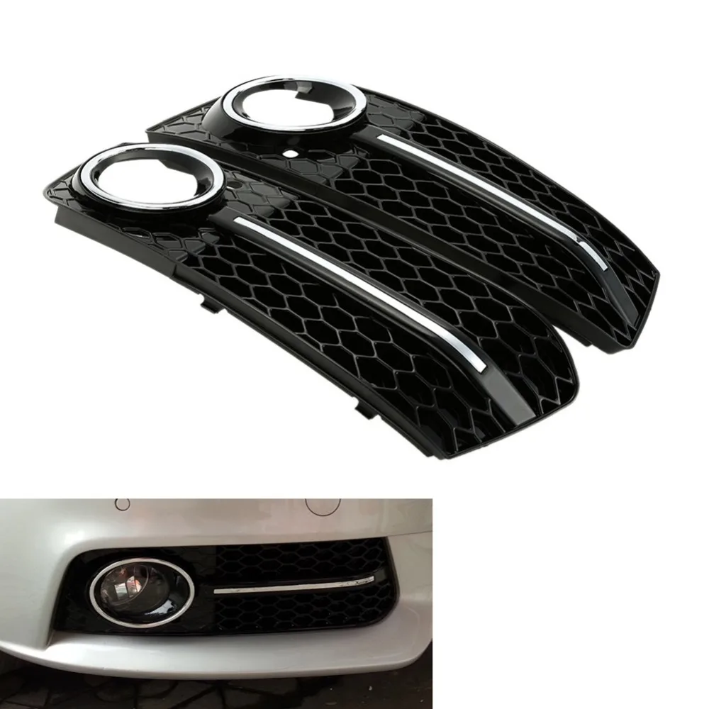 

Car Front Grilles Chrome Glossy S Line Style Fog Light Cover Grills Front Grille for Audi A4 B8 2009 2010 2011 Car Accessories