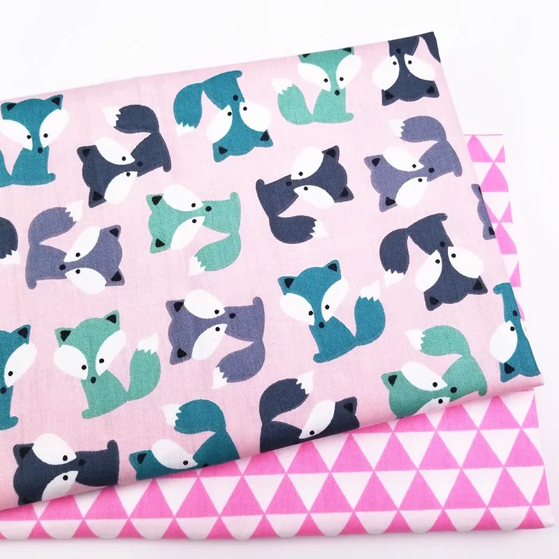 

Fox Printed Kids Cartoon Cotton Twill Fabric for Patchwork Quilting Baby Bedding Sewing Cloth Material