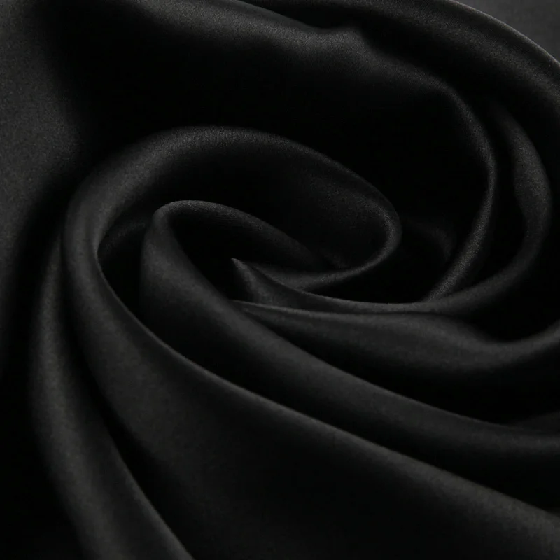 Натуральный шелковый шарф для женщин, роскошный бренд, натуральный шелк из Ханчжоу, шали, шарфы для женщин, Одноцветный шейный платок, Шелковый платок - Цвет: Black
