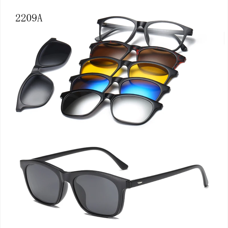 Новые солнцезащитные очки с магнитным креплением на солнцезащитные очки UV400 Пеший туризм, линзы с 5ю категориями защиты поляризованные очки для вождения, зеркальные очки от близорукости по рецепту - Цвет: 2209