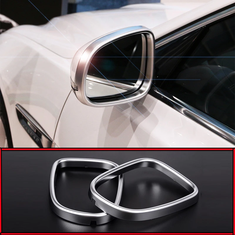TOP-AUTO ABS Matte Chrome Interior Rearview Mirror Frame Cover Trim For Jaguar XE XF XJL F-Pace F pace X761