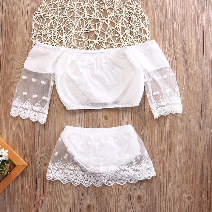 Sweet Newborn Baby Girl Clothing Set 2pcs Tops Long Sleeve Bottoms Cute White Outfits 2pcs Baby Girls Clothes 0-24M