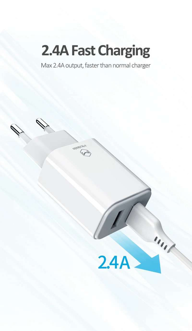 MCDODO, быстрое зарядное устройство для мобильного телефона с 2 портами USB для iPhone XS, samsung, портативное универсальное быстрое зарядное устройство USB, настенный адаптер для путешествий, EU