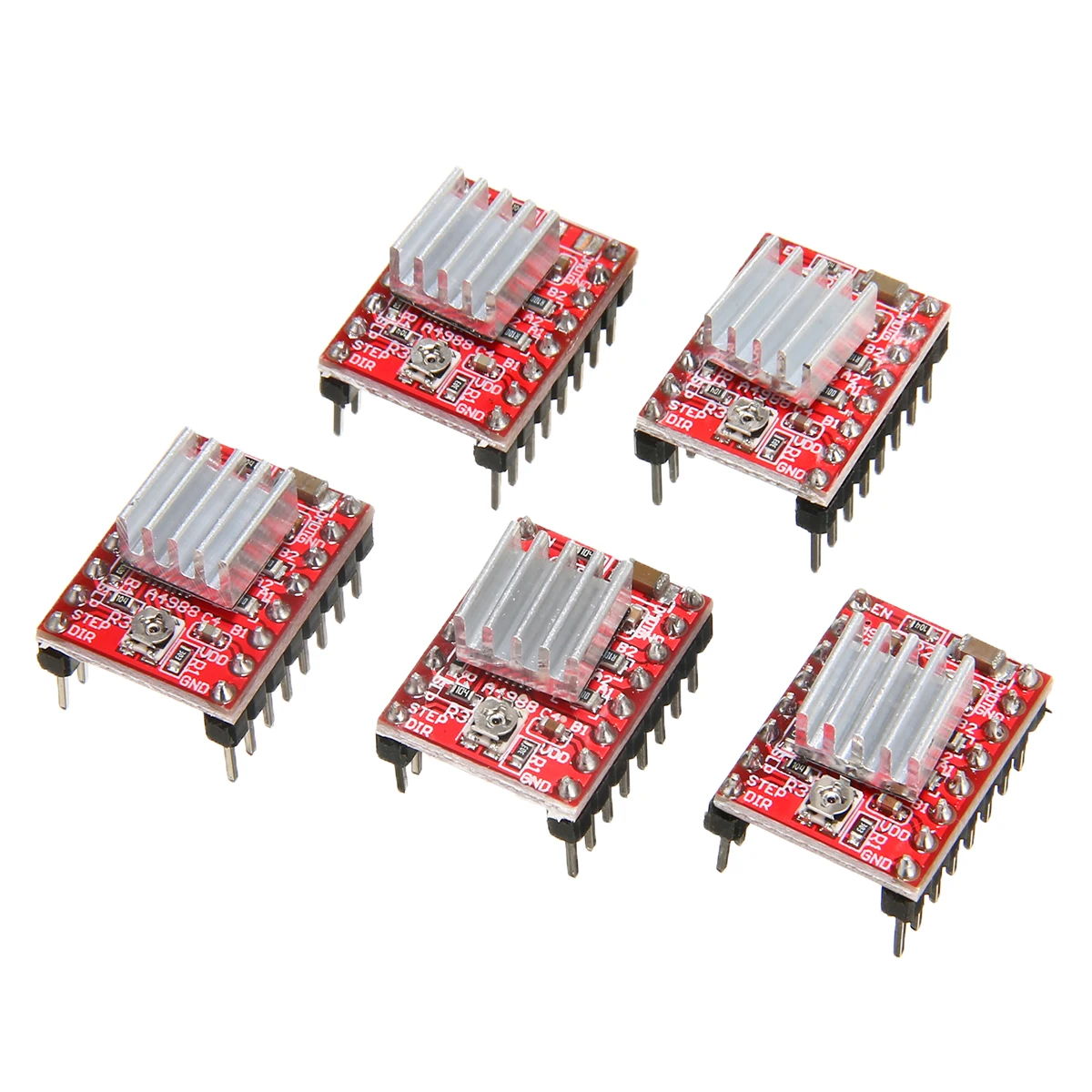 5PCS A4988 Stepper Motor Driver Module for 3D Printer Accessories RepRap Electronic Stepper Motor Driver with Heatsink
